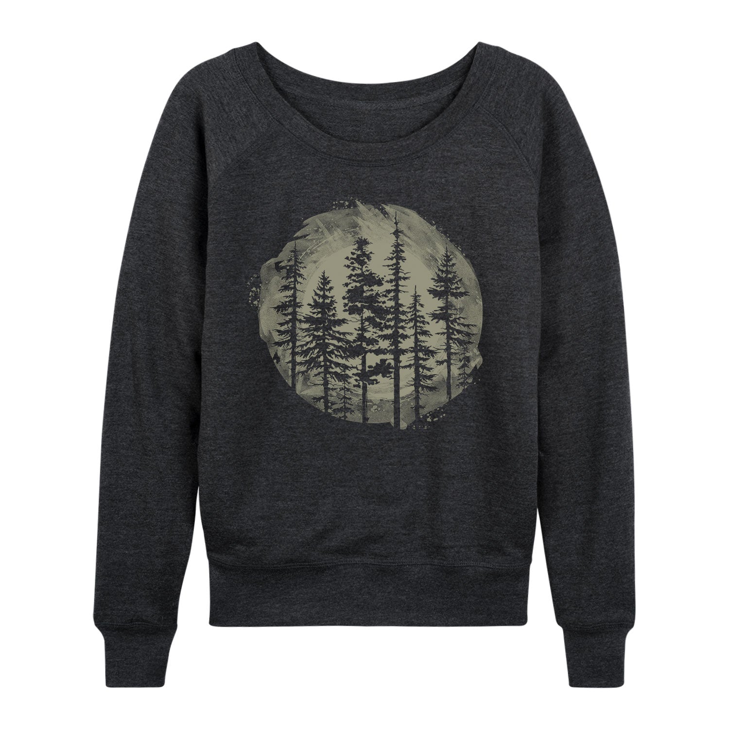 Instant Message - Watercolor Pine Trees - Women's French Terry Long Sleeve Shirt