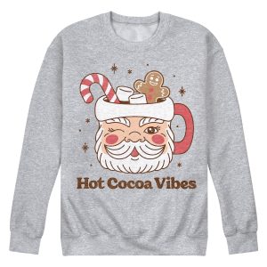 Instant Message - Hot Cocoa Vibes Retro Santa Mug - Men's Long Sleeve Crew Fleece Sweatshirt