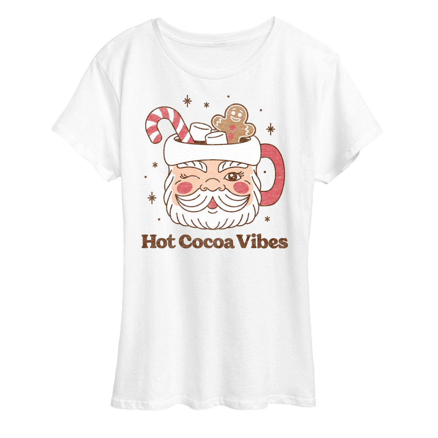 Instant Message - Hot Cocoa Vibes Retro Santa Mug Christmas- Women's Short Sleeve Graphic T-Shirt - Image 4