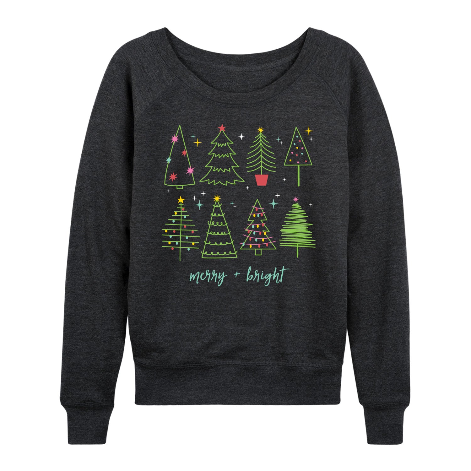 Instant Message - Christmas Trees - Women's French Terry Long Sleeve Pullover - Image 2