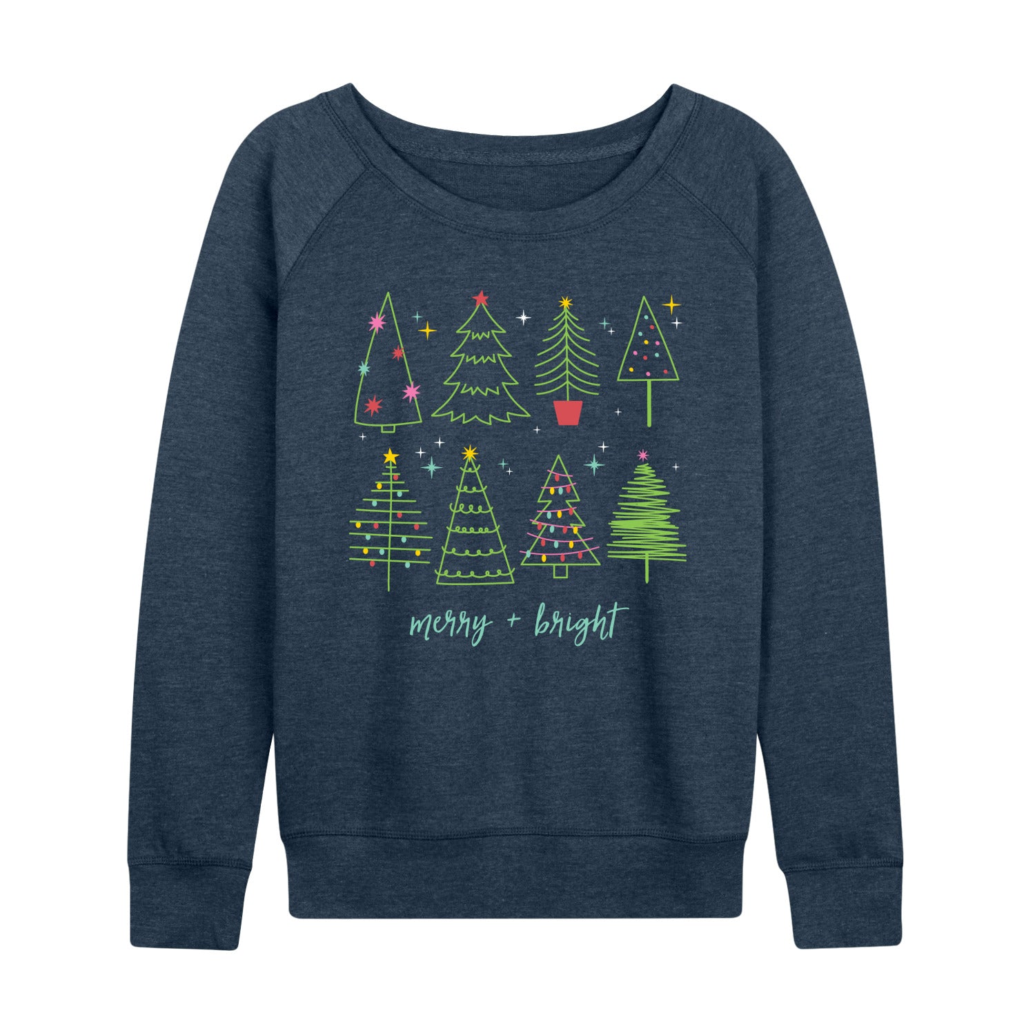 Instant Message - Christmas Trees - Women's French Terry Long Sleeve Pullover - Image 3