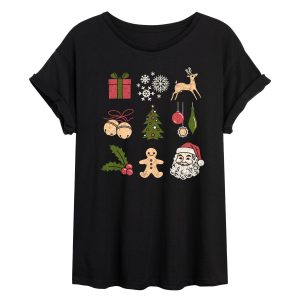 Instant Message - Christmas Icon Grid - Womens Graphic T-shirt