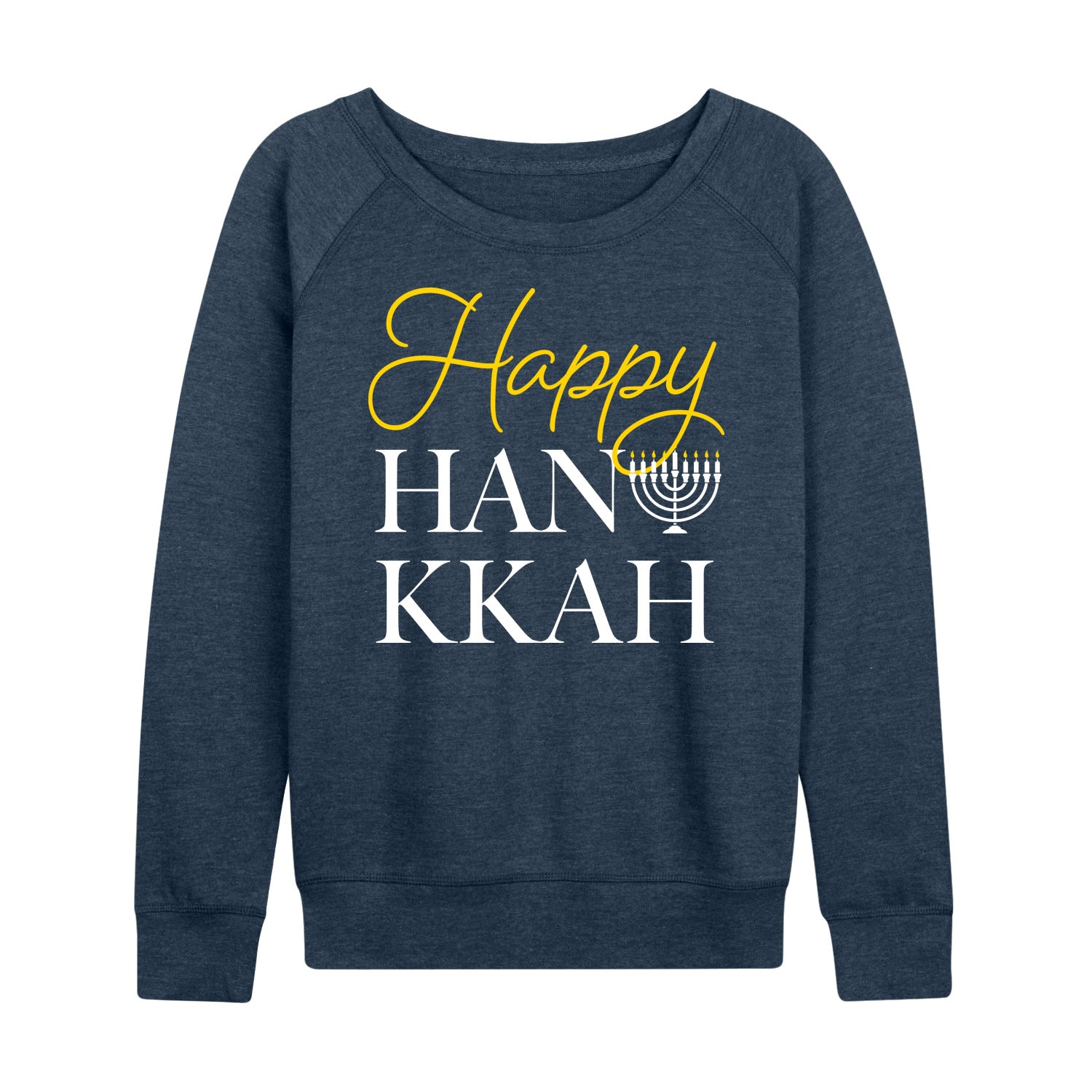 Instant Message - Happy Hanukkah - Women's French Terry Long Sleeve Pullover - Image 3