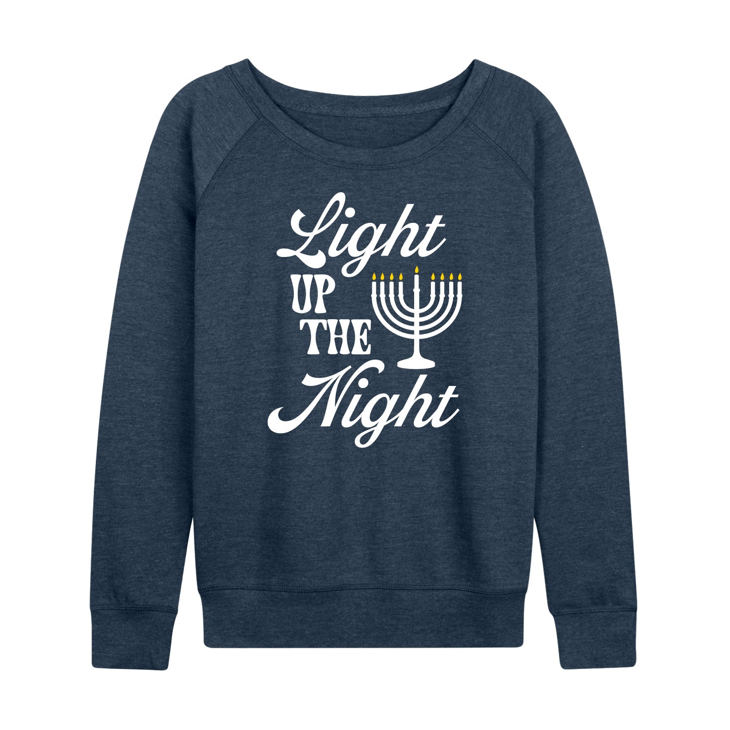 Instant Message - Light Up The Night Menora - Women's French Terry Long Sleeve Pullover - Image 3