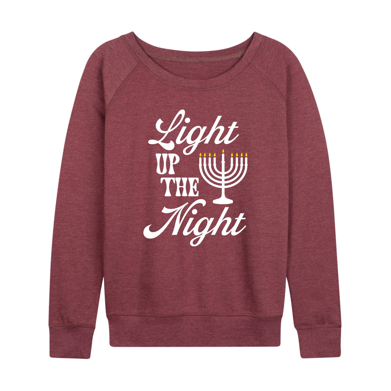 Instant Message - Light Up The Night Menora - Women's French Terry Long Sleeve Pullover - Image 4