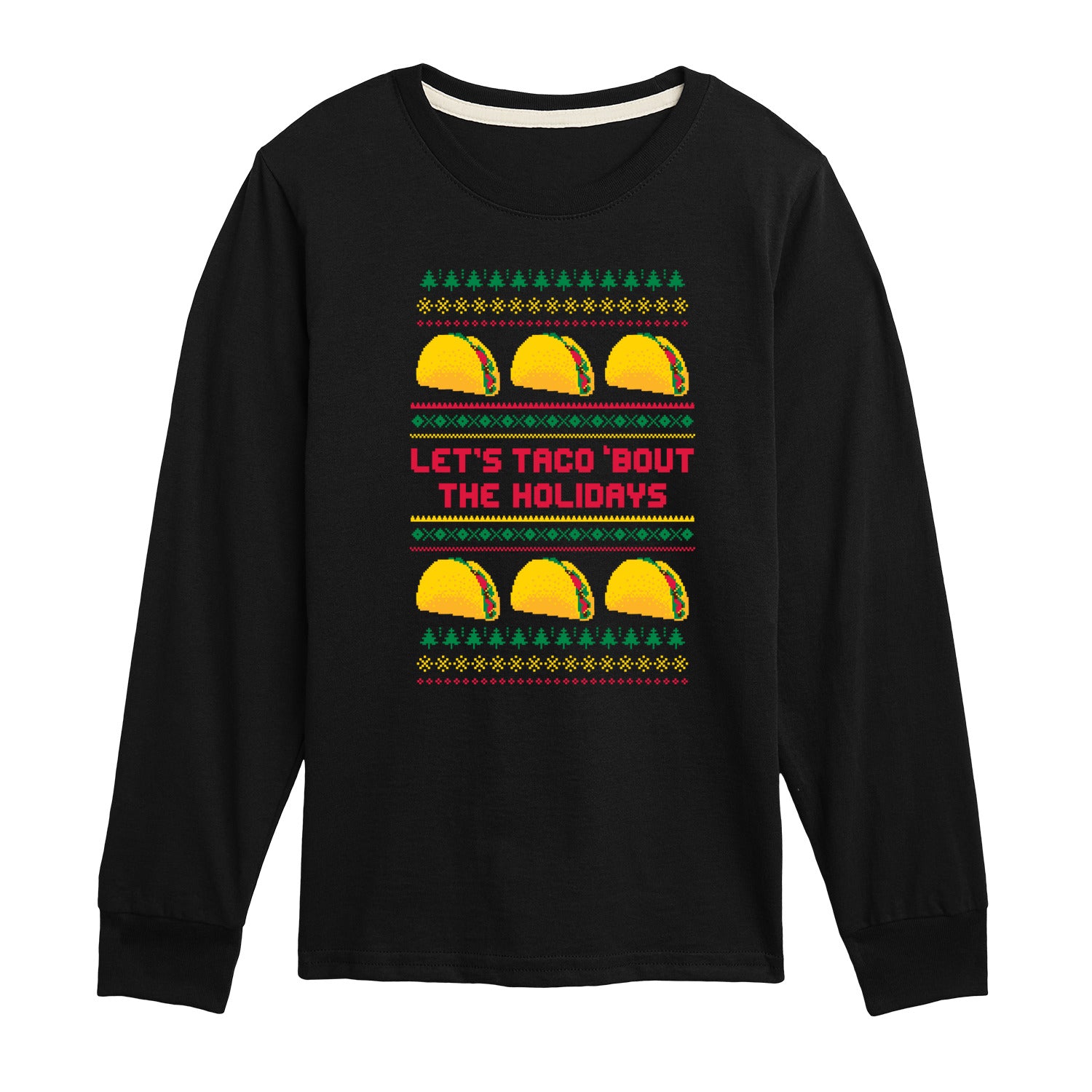 Instant Message - Lets Taco Bout The Holidays - Youth Long Sleeve Graphic T-shirt - Image 2