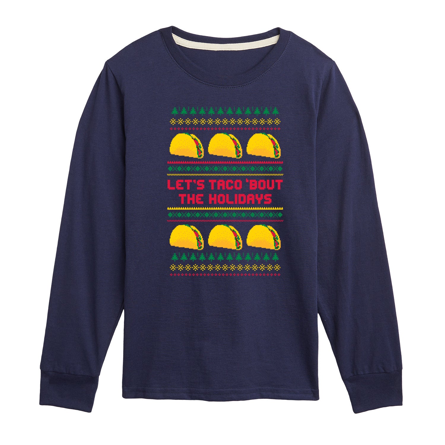 Instant Message - Lets Taco Bout The Holidays - Youth Long Sleeve Graphic T-shirt - Image 3
