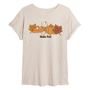 Instant Message - Hello Fall - Women's Oversized Graphic T-Shirt