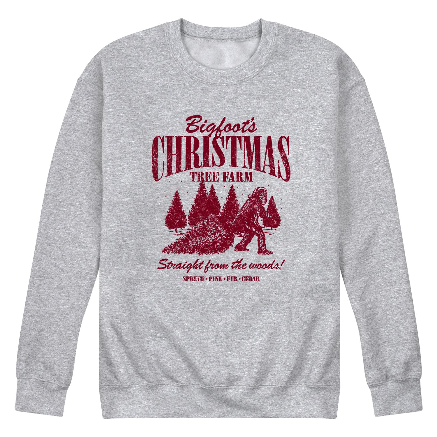 Instant Message - Bigfoots Christmas Tree Farm - Men's Long Sleeve Crew Fleece Sweatshirt