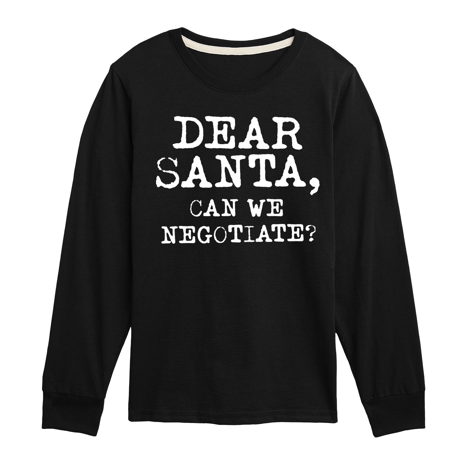 Instant Message - Dear Santa Can We Negotiate - Youth Long Sleeve Graphic T-shirt