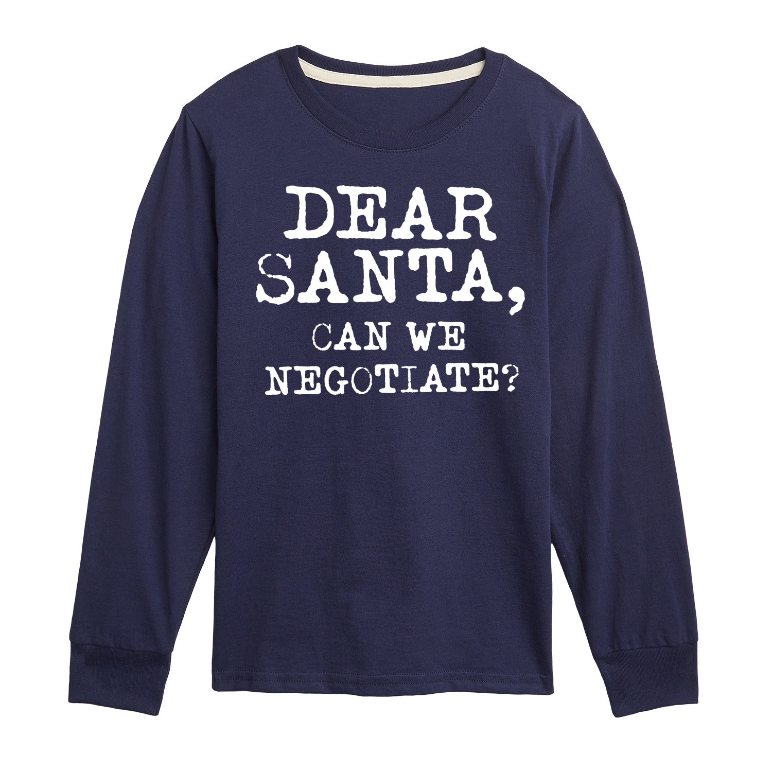 Instant Message - Dear Santa Can We Negotiate - Youth Long Sleeve Graphic T-shirt - Image 2