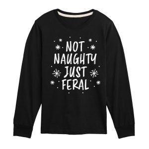 Instant Message - Not Naughty Just Feral - Youth Long Sleeve Graphic T-shirt