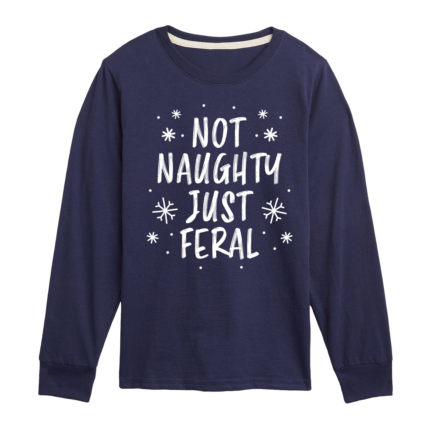 Instant Message - Not Naughty Just Feral - Youth Long Sleeve Graphic T-shirt - Image 2