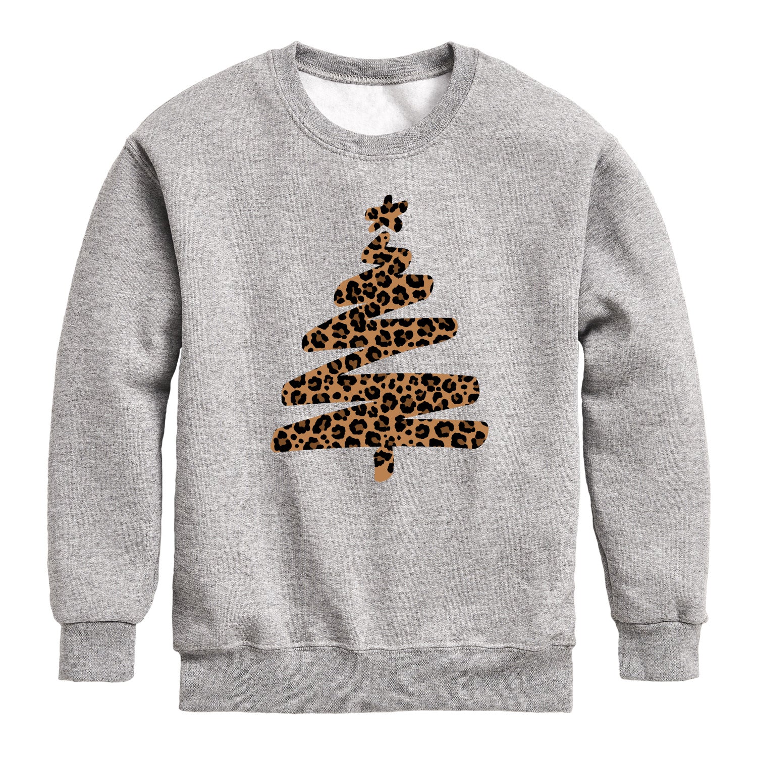 Instant Message - Leopard Print Tree - Youth Crew Fleece Sweatshirt - Image 3