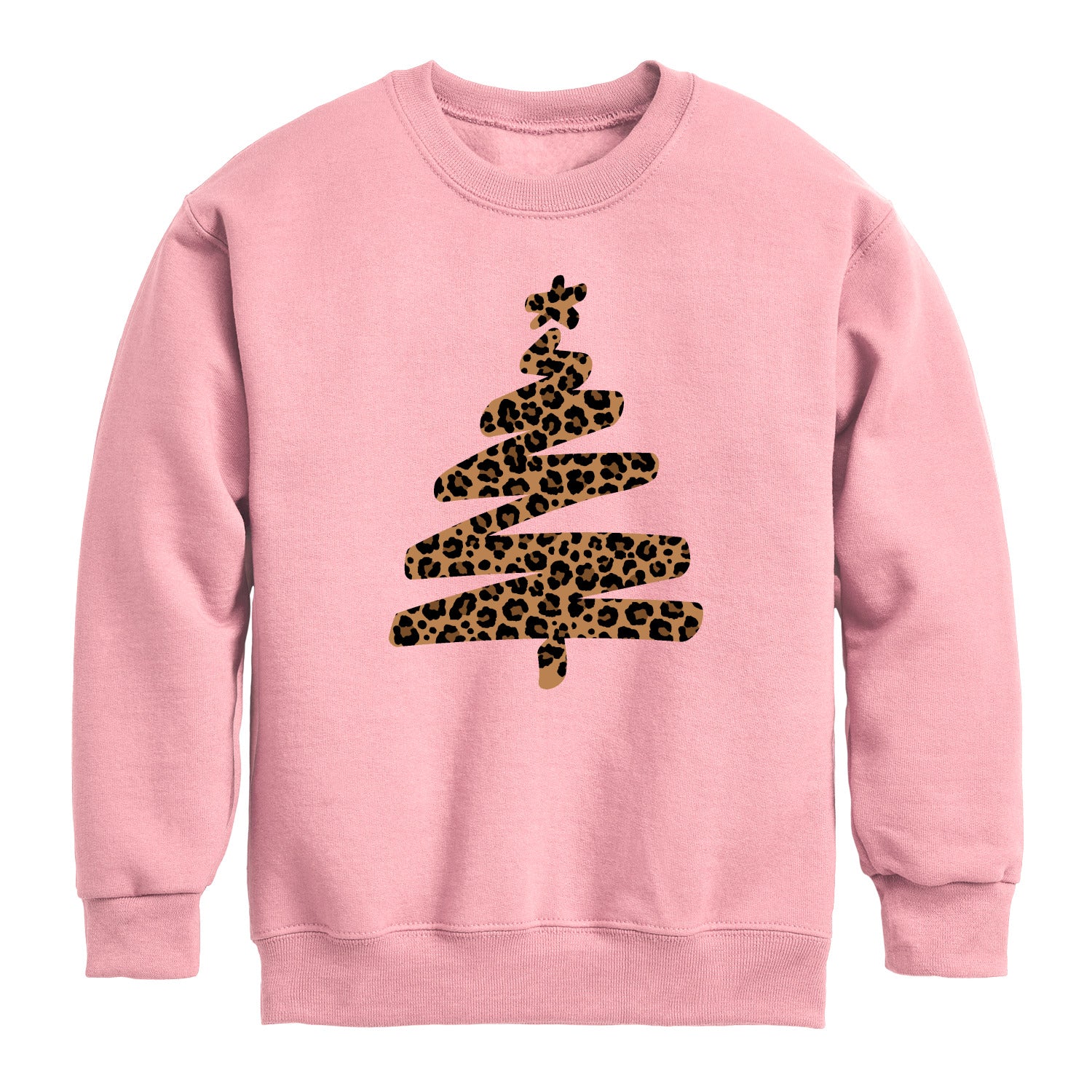 Instant Message - Leopard Print Tree - Youth Crew Fleece Sweatshirt