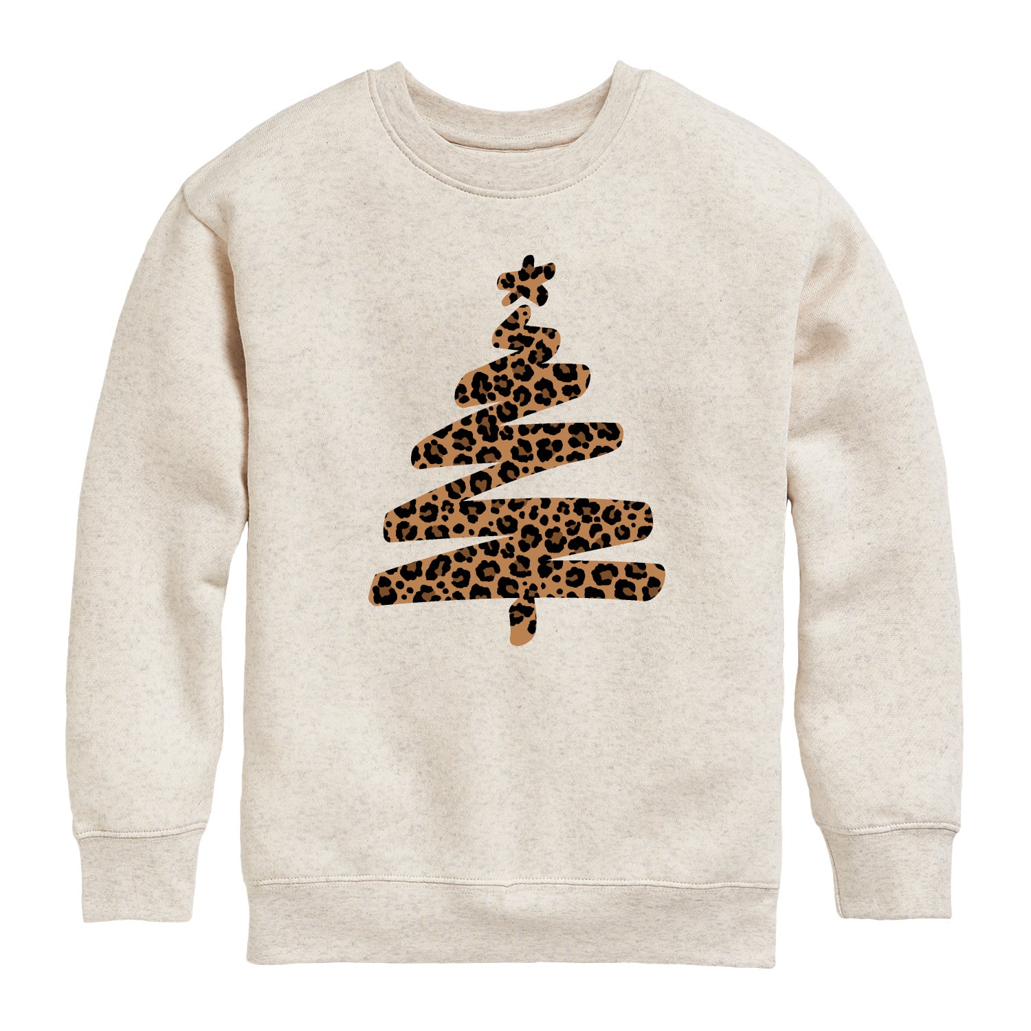 Instant Message - Leopard Print Tree - Youth Crew Fleece Sweatshirt - Image 2