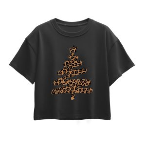 Instant Message - Leopard Print Tree - Youth Girl Short Sleeve Boxy Tee
