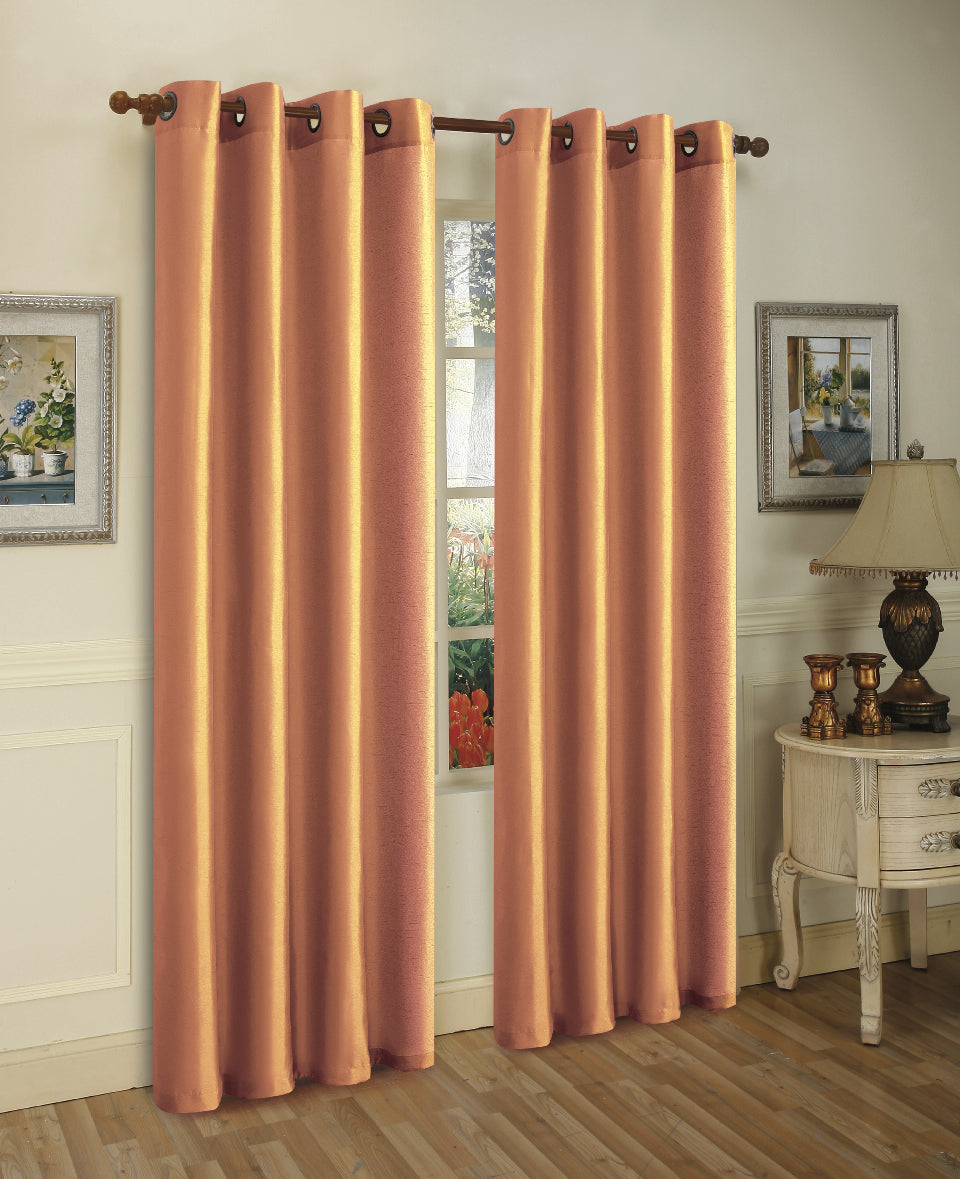 J&V Textiles 2 Panels Solid Grommet Faux Silk Window Curtain Drapes Treatment in 84 Length - Image 4