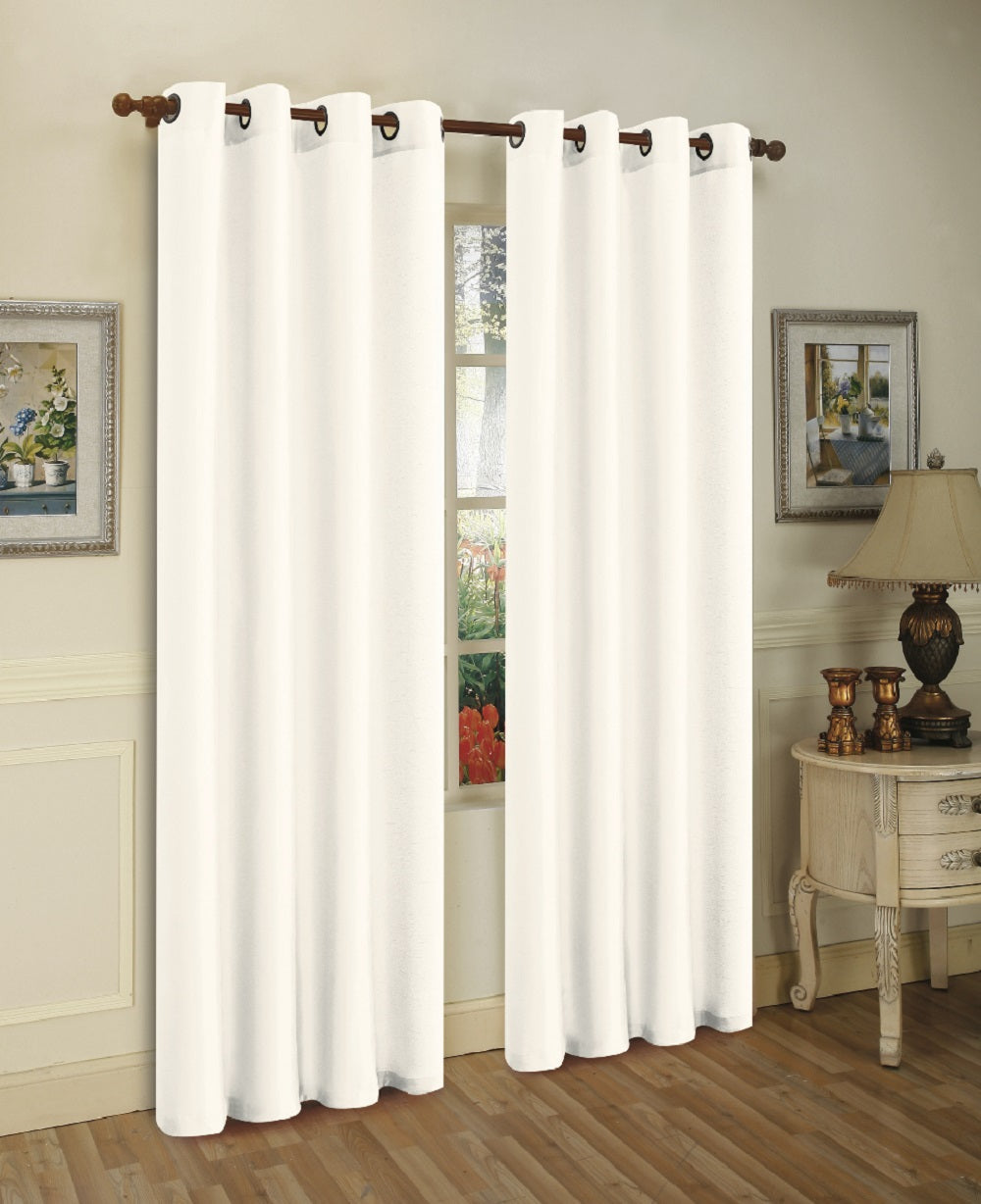 J&V Textiles 2 Panels Solid Grommet Faux Silk Window Curtain Drapes Treatment in 84 Length - Image 7