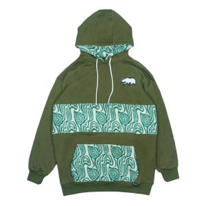 Grassroots California Removable Bear Green Fur Tall Pullover Hoodie