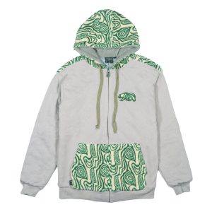 Grassroots California Removable Bear Green Fur Zip Up Hoodie