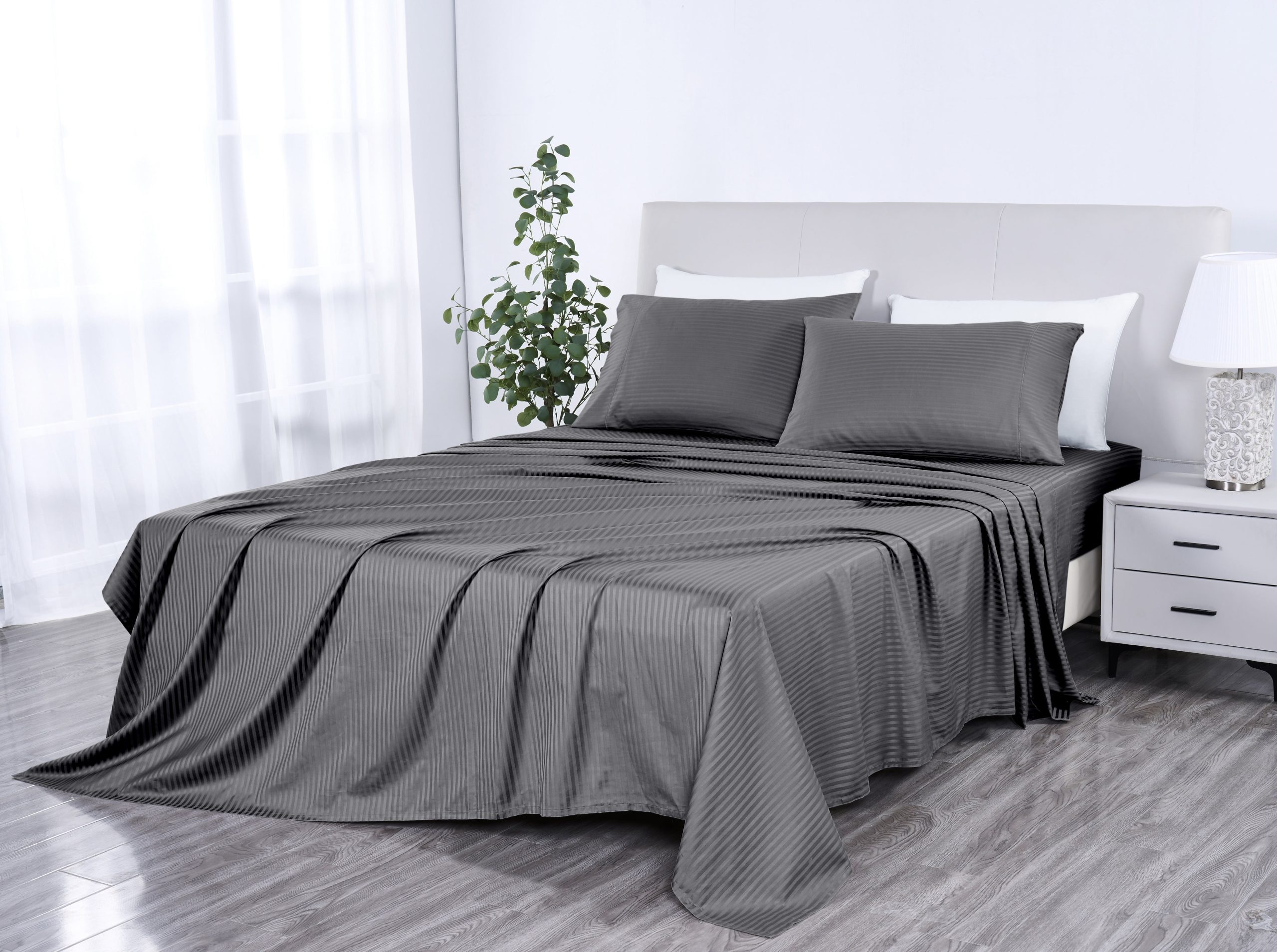 Kathy Ireland 500 Thread Count Damask Stripe Sheet Set with Optifit - Image 4