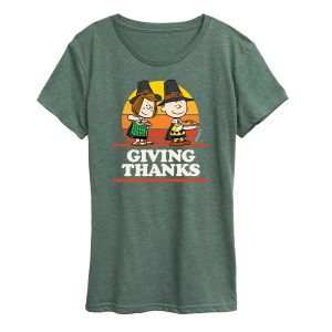 Peanuts - Fall Thanksgiving And Football Women's Short Sleeve T-Shirts