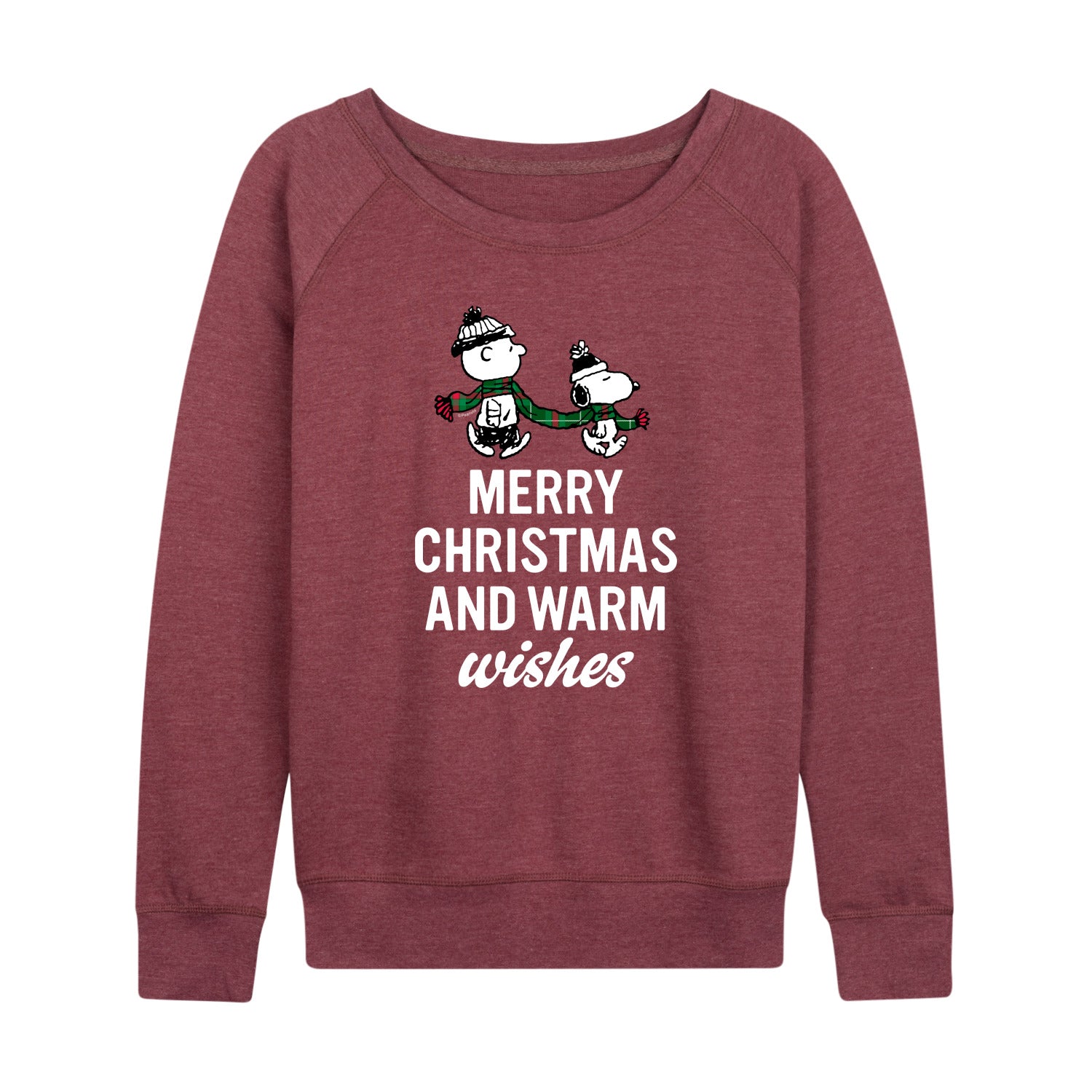 Peanuts - Merry Xmas Warm Wishes - Women's French Terry Long Sleeve Pullover