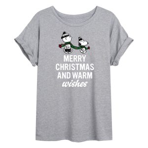 Peanuts - Merry Xmas Warm Wishes - Women's Oversized T-Shirt