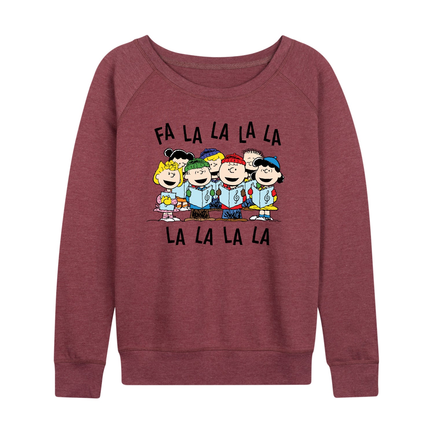 Peanuts - Fa La La - Women's French Terry Long Sleeve Pullover - Image 3
