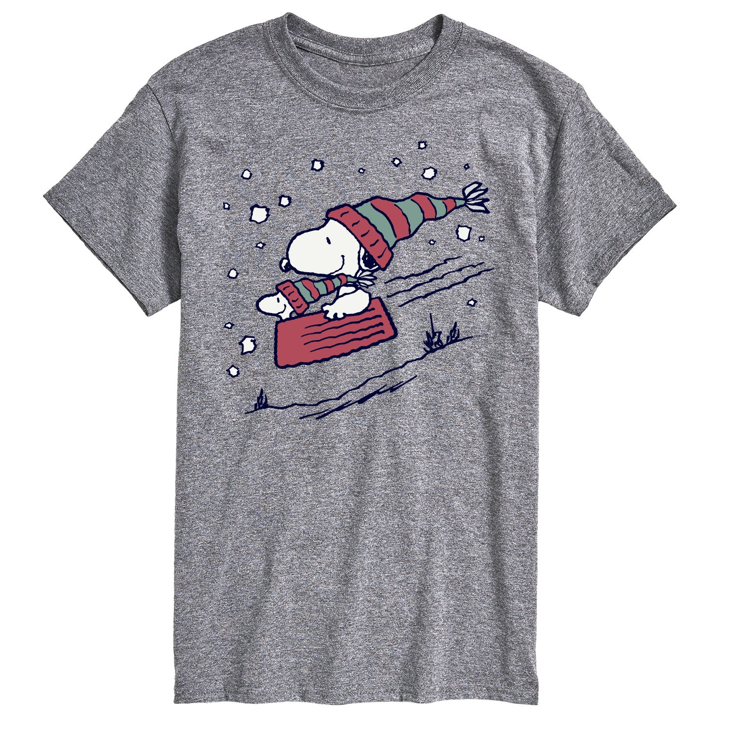 Peanuts - Snoopy Sledding - Men's Short Sleeve Graphic T-Shirt - Image 3