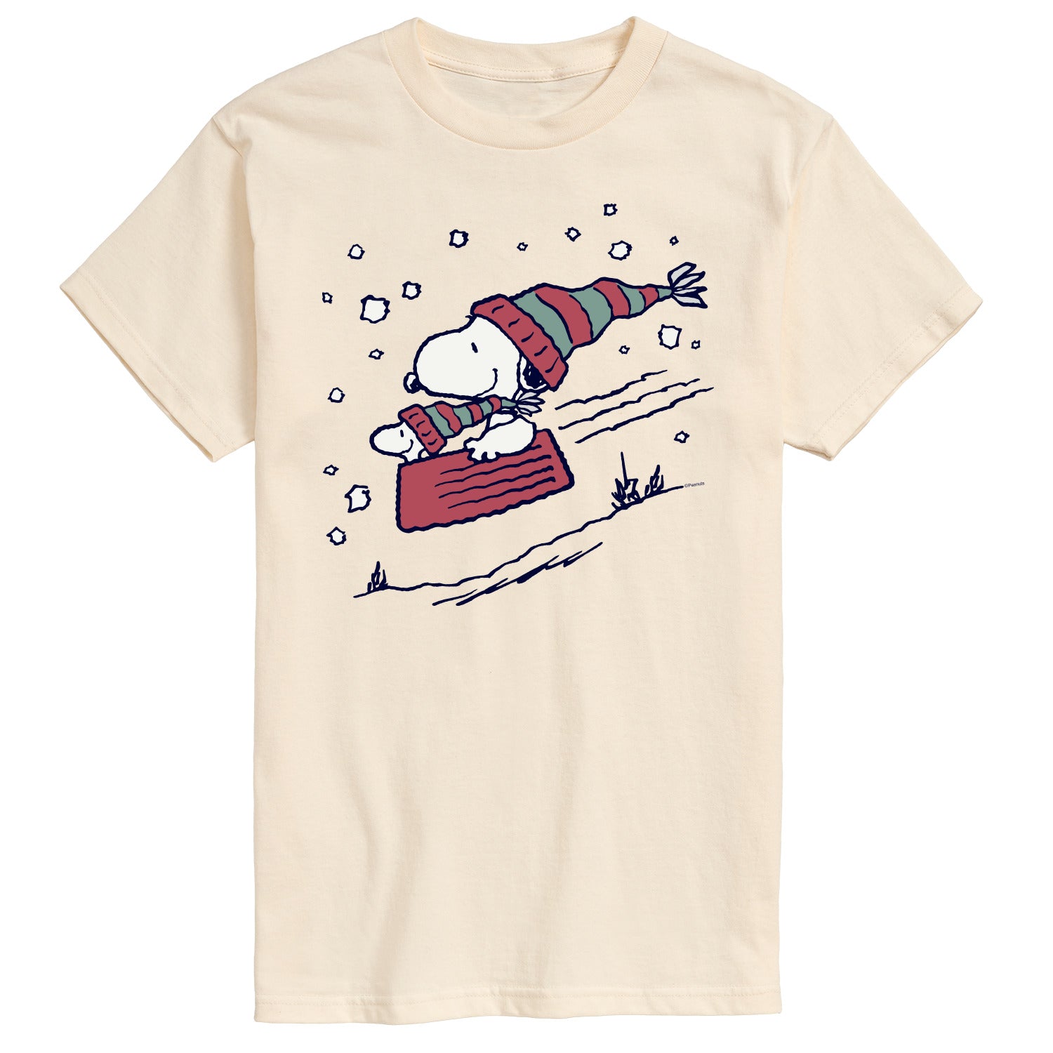Peanuts - Snoopy Sledding - Men's Short Sleeve Graphic T-Shirt - Image 2