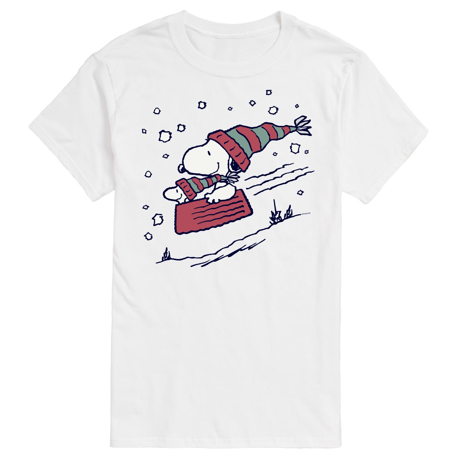 Peanuts - Snoopy Sledding - Men's Short Sleeve Graphic T-Shirt - Image 4