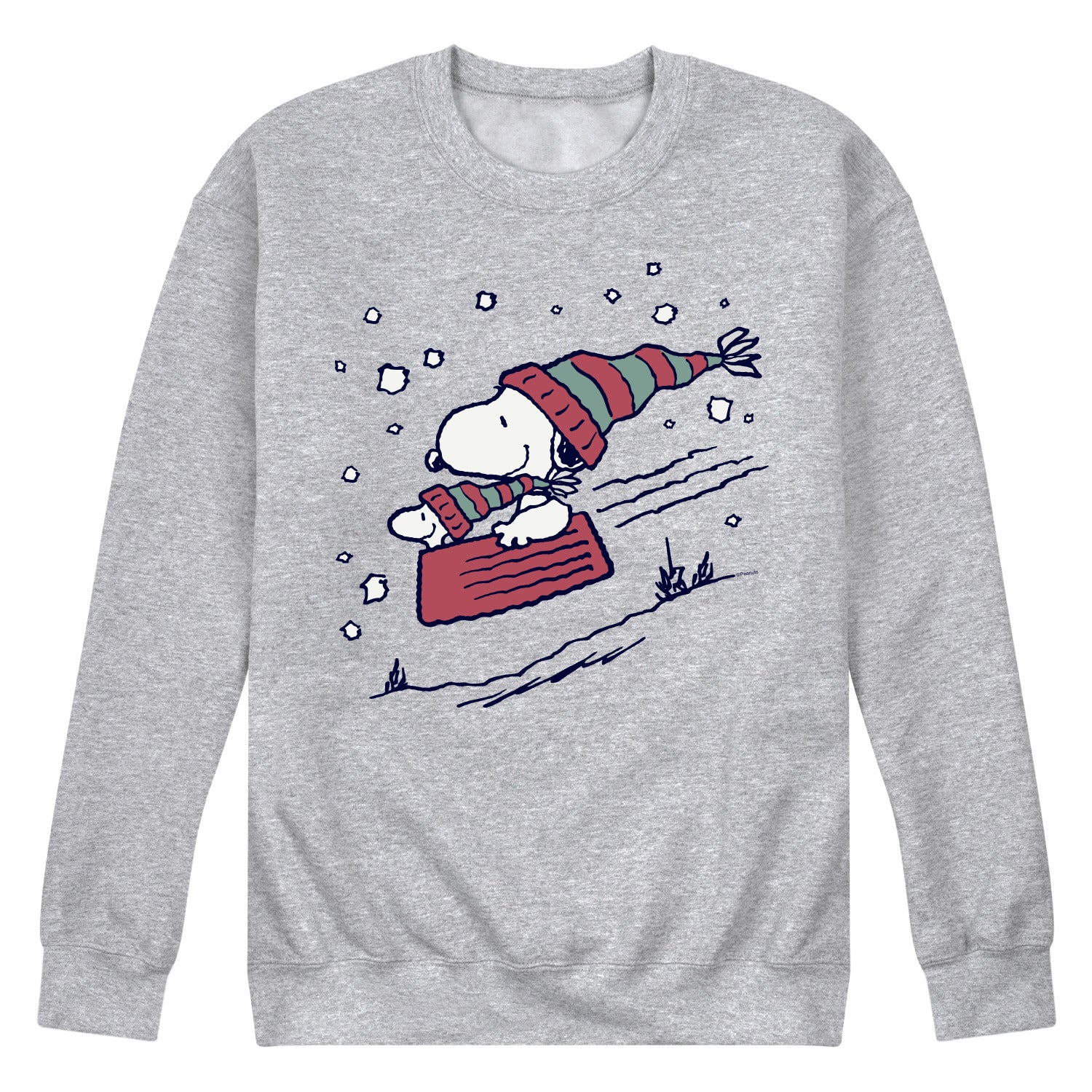 Peanuts - Snoopy Sledding - Men's Crew Neck Fleece Pullover