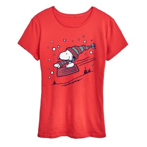 Peanuts - Snoopy Sledding - Women's Short Sleeve Graphic T-Shirt
