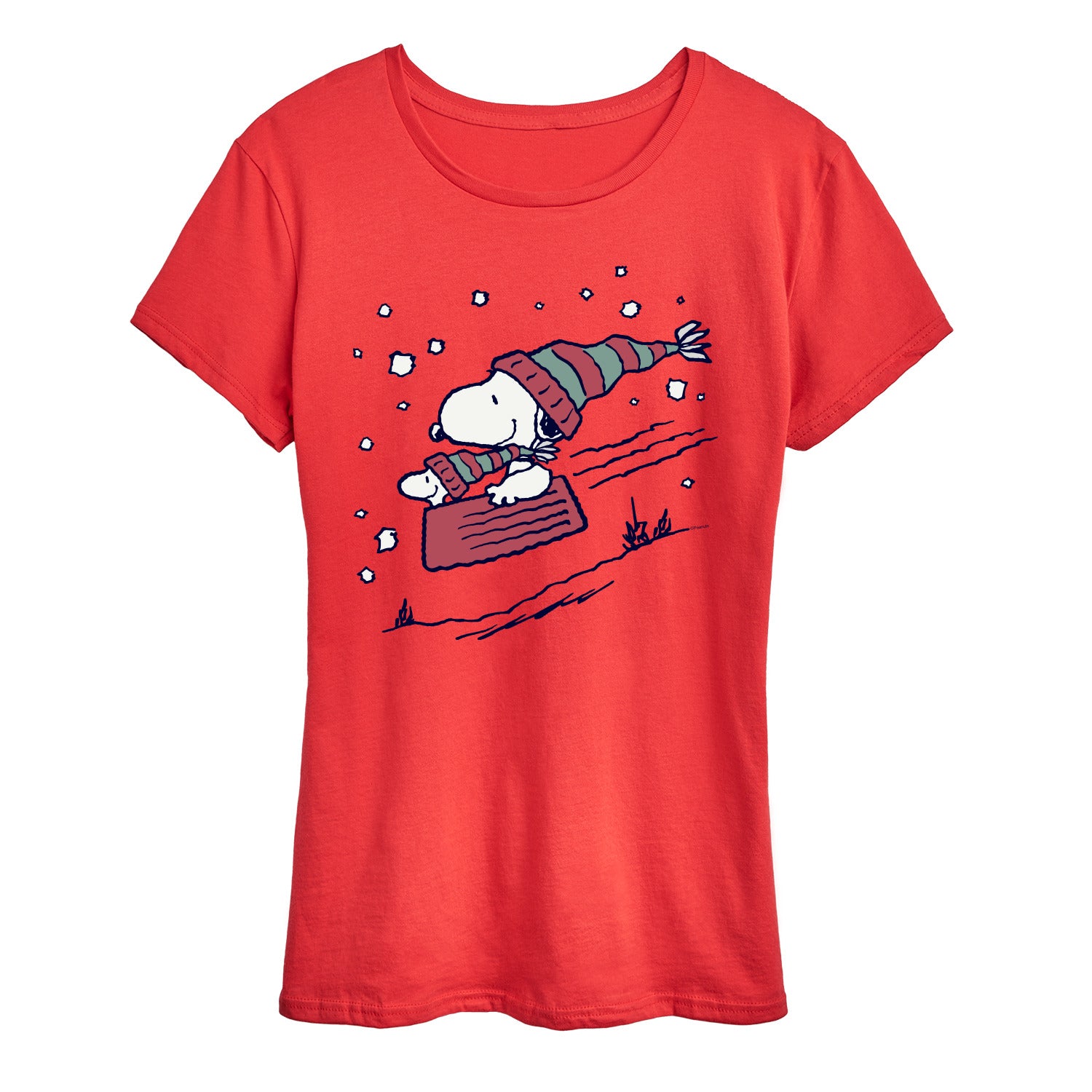 Peanuts - Snoopy Sledding - Women's Short Sleeve Graphic T-Shirt
