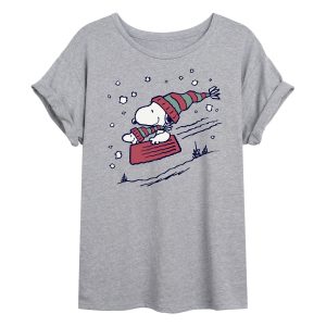 Peanuts - Snoopy Sledding - Women's Oversized T-Shirt