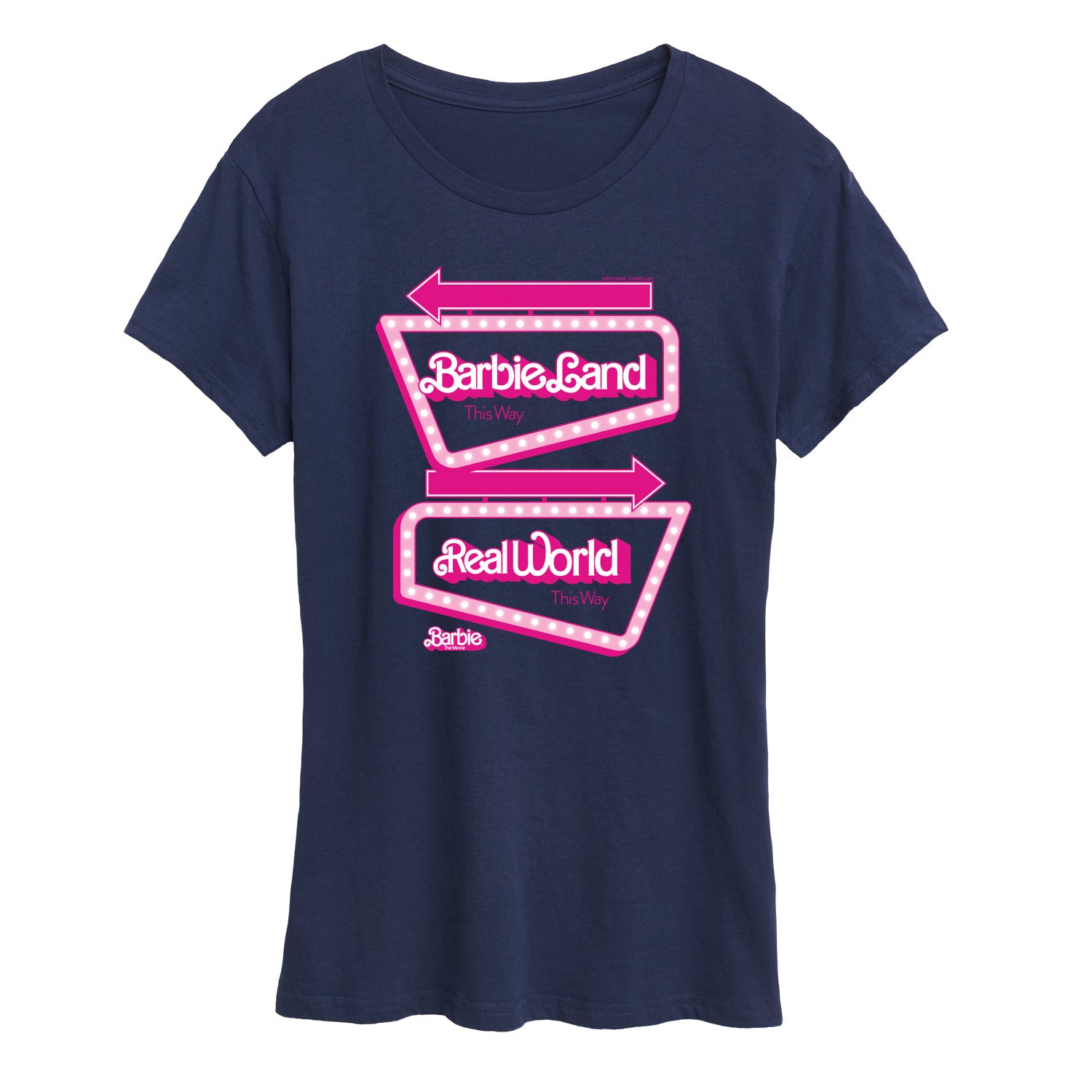 Barbie The Movie - Barbieland Real World This Way Signs - Women's Short Sleeve Graphic T-Shirt - Image 4