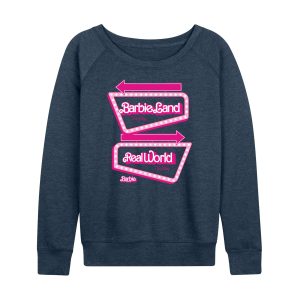 Barbie The Movie - Barbieland Real World This Way Signs - Women's Lightweight French Terry Long Sleeve Shirt