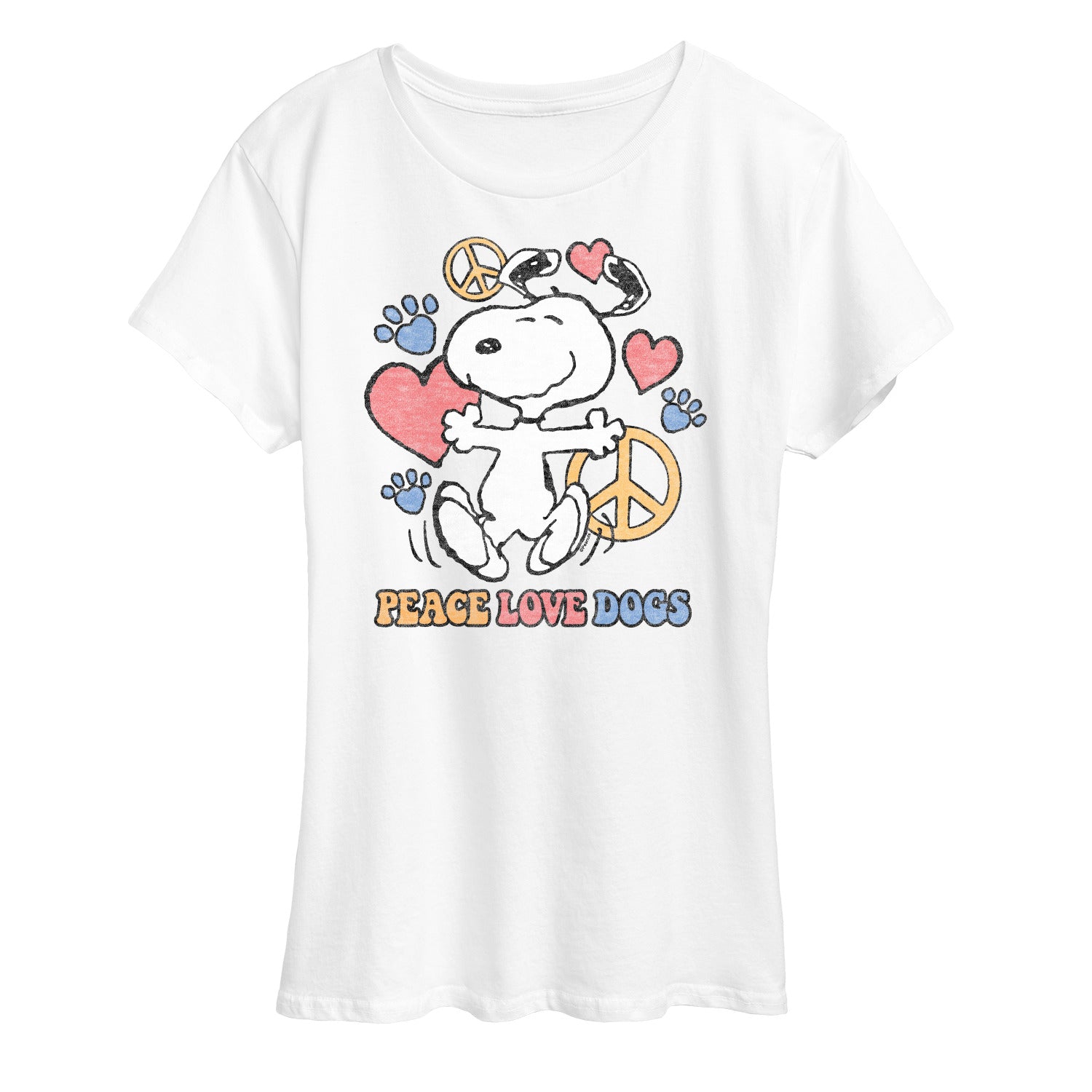 Peanuts - Peace Love Dogs - Women's Short Sleeve Graphic T-Shirt - Image 2