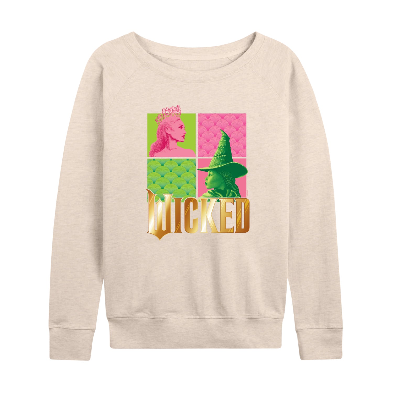 Wicked - Elphaba And Glinda Logo - Women's French Terry Pullover Long Sleeve Shirt