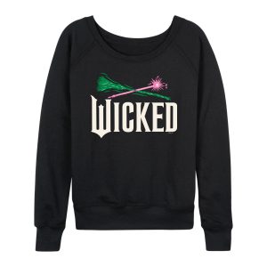 Wicked: Part 2 - Wand And Broomstick Logo - Women's French Terry Long Sleeve Pullover