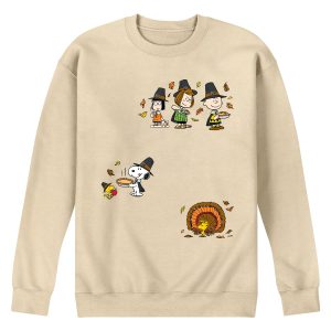 Peanuts - Thanksgiving - Men's Long Sleeve Crew Fleece Sweatshirt