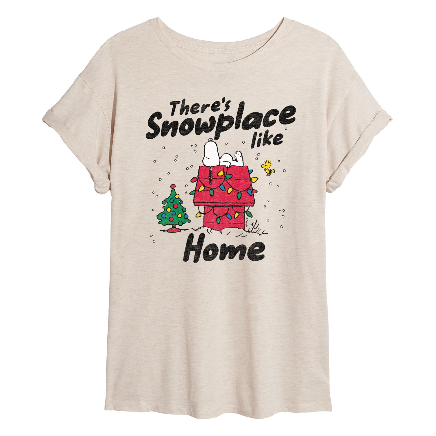 Peanuts - Theres Snowplace Like Home - Womens Oversized Graphic T-Shirt
