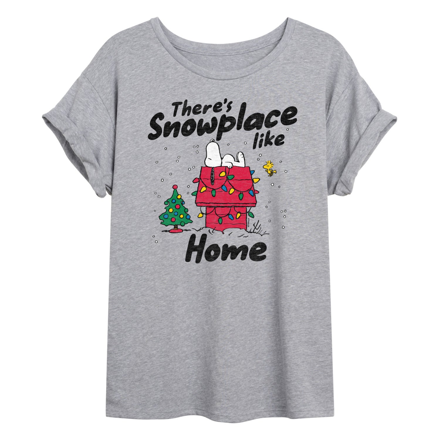 Peanuts - Theres Snowplace Like Home - Womens Oversized Graphic T-Shirt - Image 2