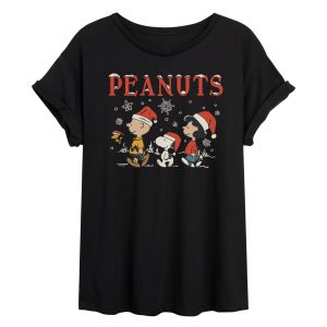 Peanuts - Snowflakes - Womens Oversized Graphic T-Shirt