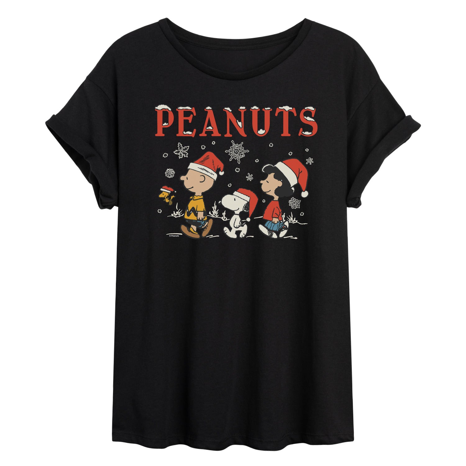Peanuts - Snowflakes - Womens Oversized Graphic T-Shirt