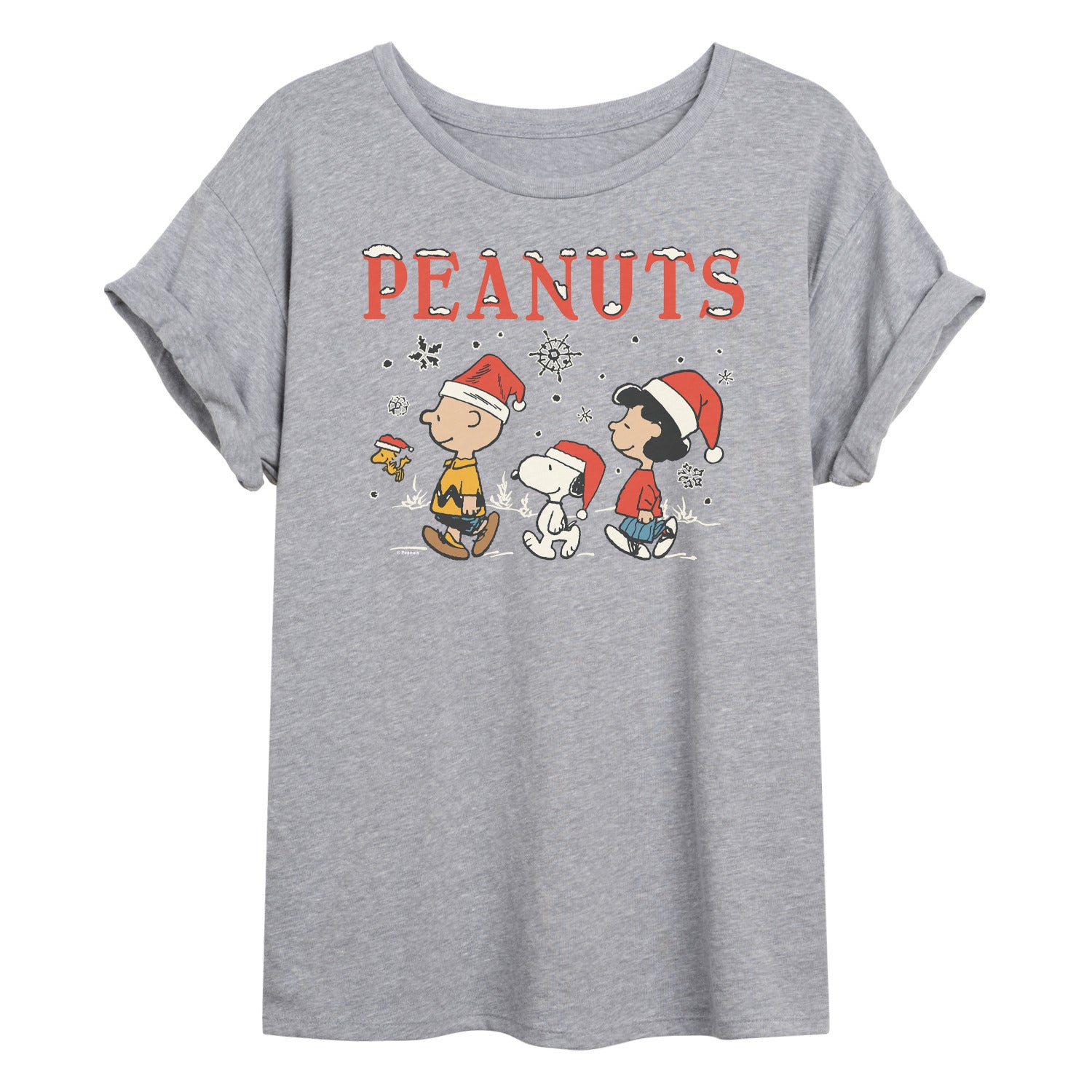 Peanuts - Snowflakes - Womens Oversized Graphic T-Shirt - Image 2
