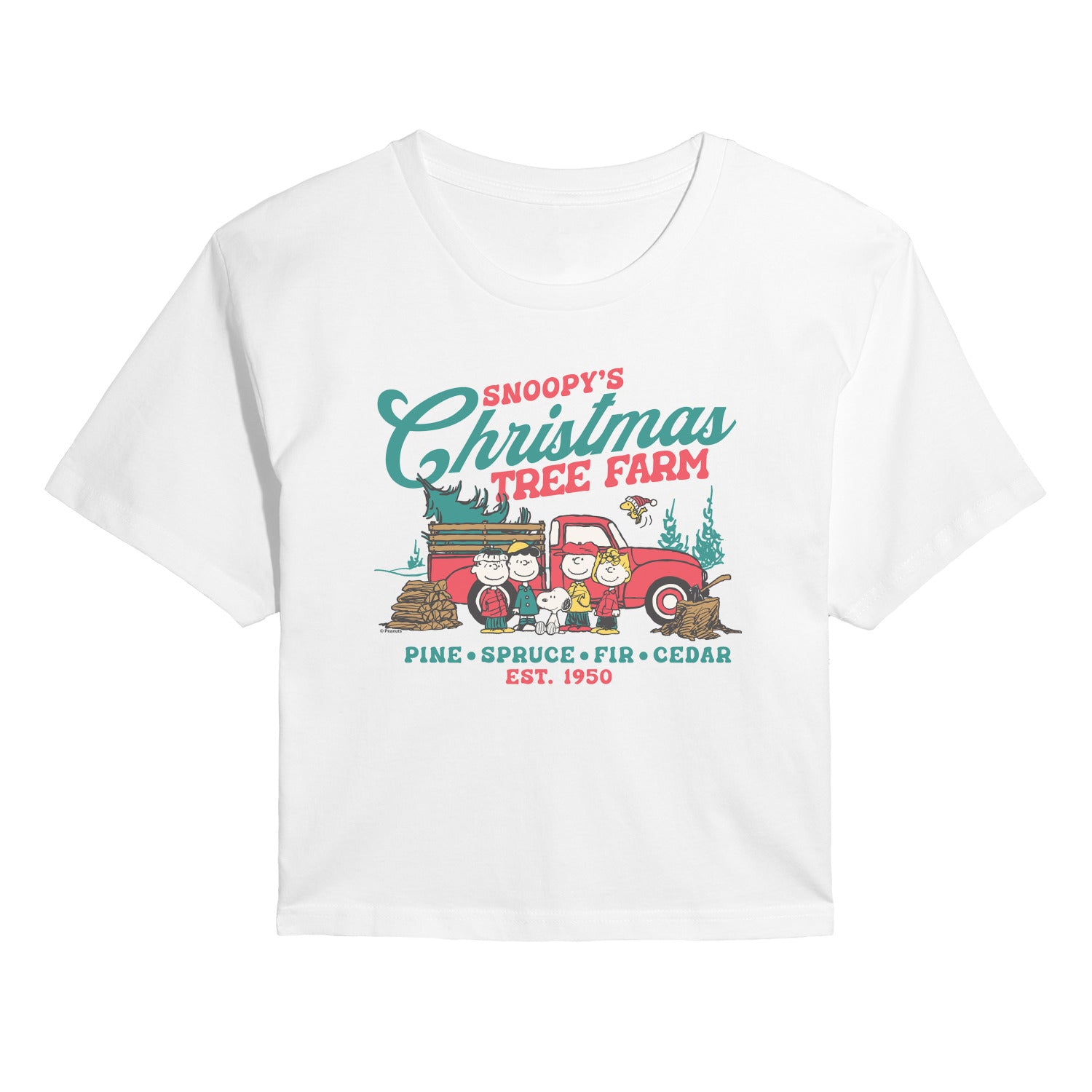 Peanuts - Tree Farm - Juniors Cropped Short Sleeve Graphic T-Shirt - Image 2