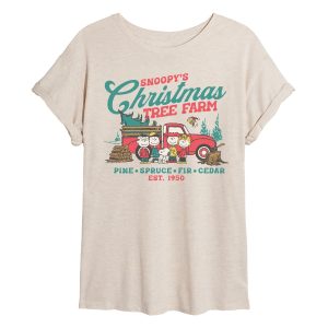 Peanuts - Tree Farm - Womens Oversized Graphic T-Shirt